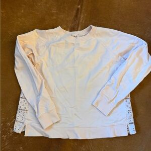 J Crew Light Pink Long Sleeve Sweatshirt with Lace Detail